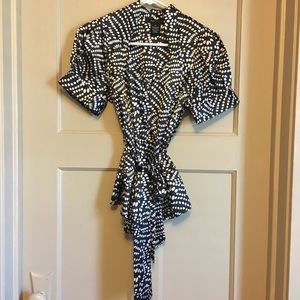 BCBG Max Azria black polka dot blouse